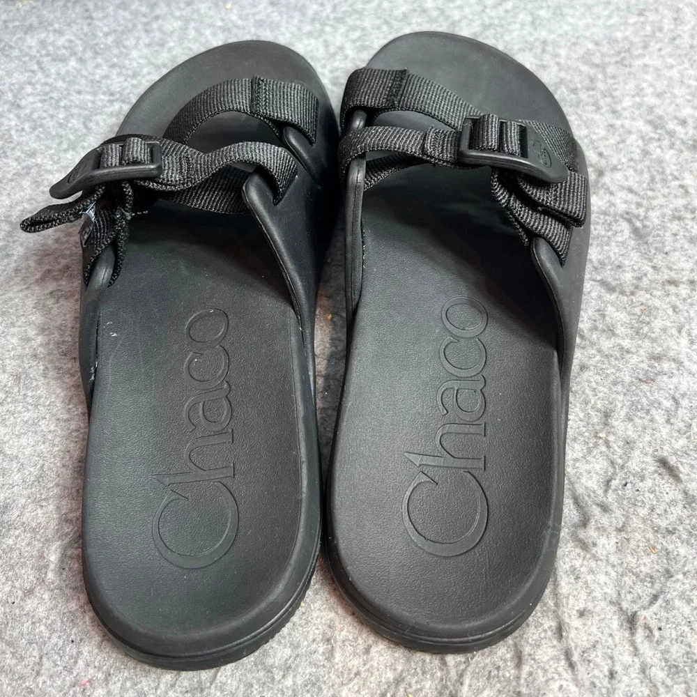 Chaco Chillos Slide Sandals Womens Black Adjustable Straps Comfort Size 7